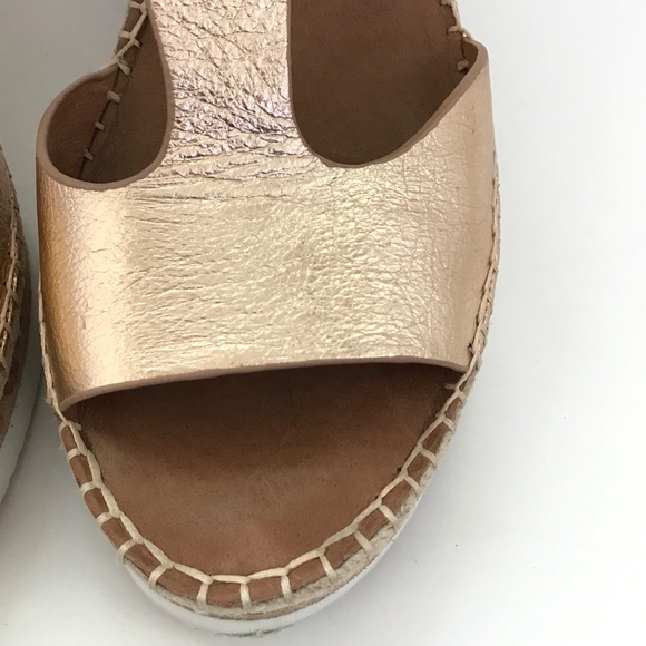 GENTLE SOULS Elyssa T-Strap Espadrille Wedge Sandals Rose Gold Women’s Size 9.5 - Picture 4 of 16